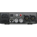 The Blackmagic Design Teranex Mini SDI to Audio 12G Converter is a compact, rectangular device with a matte black finish. The front panel features a USB port and ventilation grilles, while the rear panel includes a 12G-SDI input, a loop-through SDI output, balanced XLR audio outputs, unbalanced RCA audio outputs, an optical audio output, an Ethernet port, and a standard IEC power input. This design facilitates professional audio de-embedding from SDI signals in broadcast and post-production environments.
