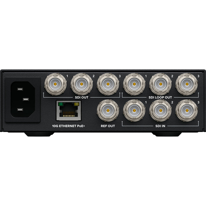 The Blackmagic Design 2110 IP Converter 3x3G (model CONVNVIPA3/3G) is a rack-mountable device designed to convert up to three separate 3G-SDI video sources into SMPTE ST 2110 IP video systems. This integration facilitates the transition from traditional SDI workflows to modern IP-based environments.
