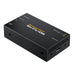 The Blackmagic Design Teranex Mini SDI to HDMI 8K HDR Converter (model CONVN8TRM/AA/SDIH) is a compact, rack-mountable device designed for professional 8K HDMI monitoring. It features a sleek, matte black finish with a front panel that includes a 2.2-inch color LCD screen for real-time signal monitoring, control buttons, and a rotary knob for intuitive navigation. The rear panel is equipped with four HDMI 2.0 Type A connectors, allowing connection to 8K televisions or monitors that feature quad HDMI inputs.