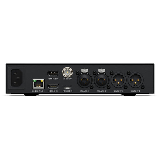 The Blackmagic Design CONVNVIPH/PRESC is a professional video converter that facilitates seamless integration between SDI and HDMI devices. It features a 3G-SDI input and output, along with an HDMI output, enabling the conversion of SDI signals to HDMI and vice versa. This functionality is essential for professionals who require compatibility between different video equipment in their production workflows.