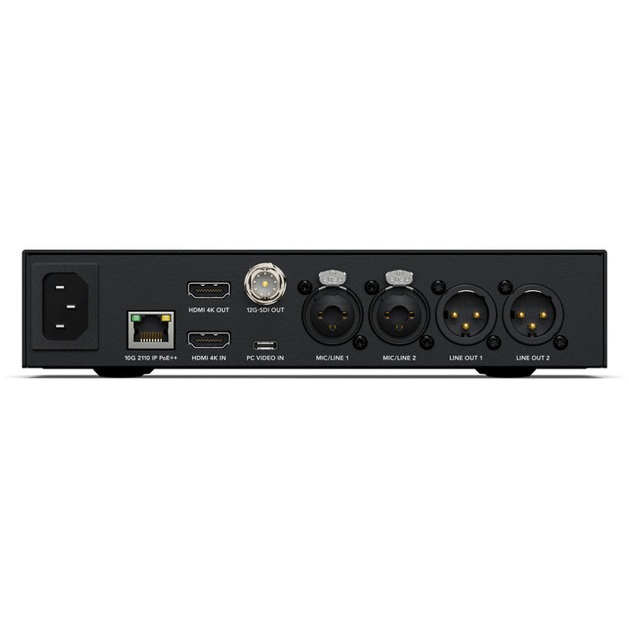 The Blackmagic Design CONVNVIPH/PRESC is a professional video converter that facilitates seamless integration between SDI and HDMI devices. It features a 3G-SDI input and output, along with an HDMI output, enabling the conversion of SDI signals to HDMI and vice versa. This functionality is essential for professionals who require compatibility between different video equipment in their production workflows.