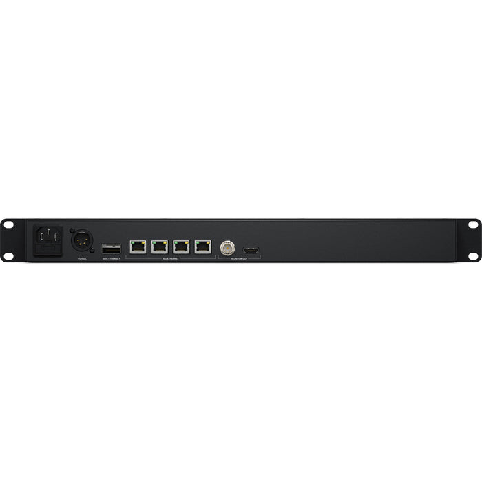 Blackmagic Design Cloud Store Max 48TB features 48TB of NVMe SSD storage, 1RU rackmount design, 4 x 10GBASE-T Ethernet ports, and cloud sync support for seamless collaboration.