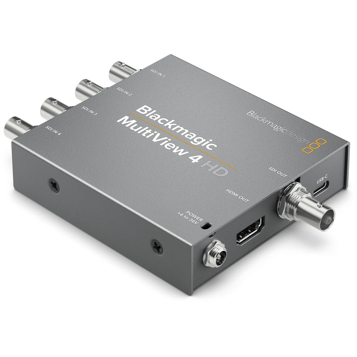 Blackmagic Design HDL-MULTIP3G/04HD MultiView 4 HD multiviewer with 4 SDI inputs, HDMI and SDI outputs, and customizable overlays for professional video monitoring.