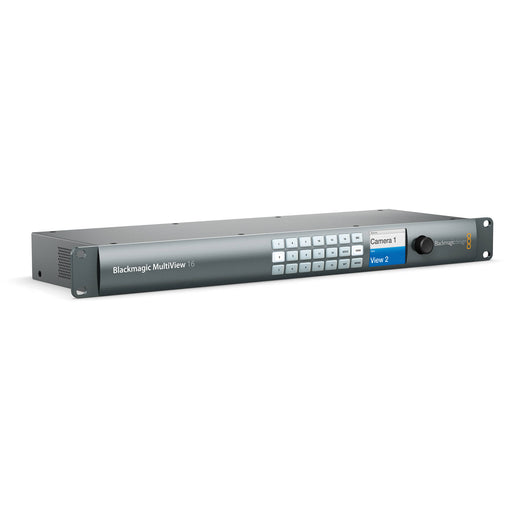 Blackmagic Design HDL-MULTIP6G/16 MultiView 16 with 16 x 6G-SDI inputs, multiple multi-view outputs, customizable overlays, and tally support for professional video monitoring.