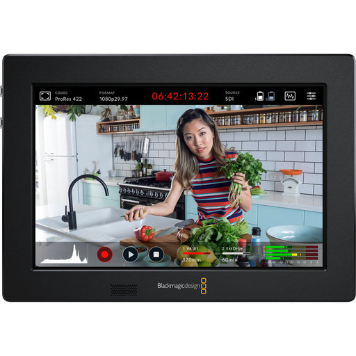 The HYPERD/AVIDA03/7 is a 7-inch monitor/recorder with 1080p60 ProRes/DNx recording, HDMI/SDI I/O, dual SD slots, XLR audio inputs, and built-in scopes and focus assist.