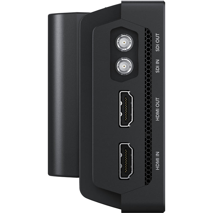 Blackmagic Video Assist 5" 12G HDR with 2500 nits brightness, 1920x1080 resolution, 12G-SDI, HDMI 2.0, ProRes/DNxHD recording, and advanced monitoring tools.