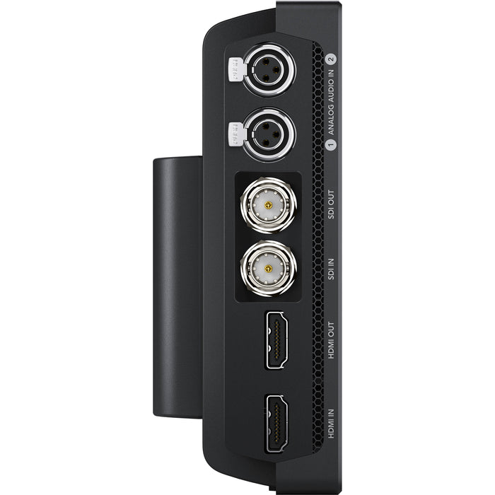 Blackmagic Video Assist 7" 12G HDR with 2500 nits brightness, 1920x1200 resolution, 12G-SDI, HDMI, ProRes/DNxHD recording, and advanced monitoring tools.