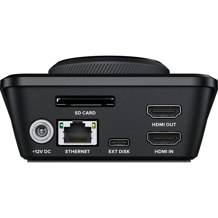 Blackmagic HyperDeck Shuttle HD with HDMI input/output, SD card and USB-C storage, ProRes/DNxHD recording, and built-in teleprompter functionality.
