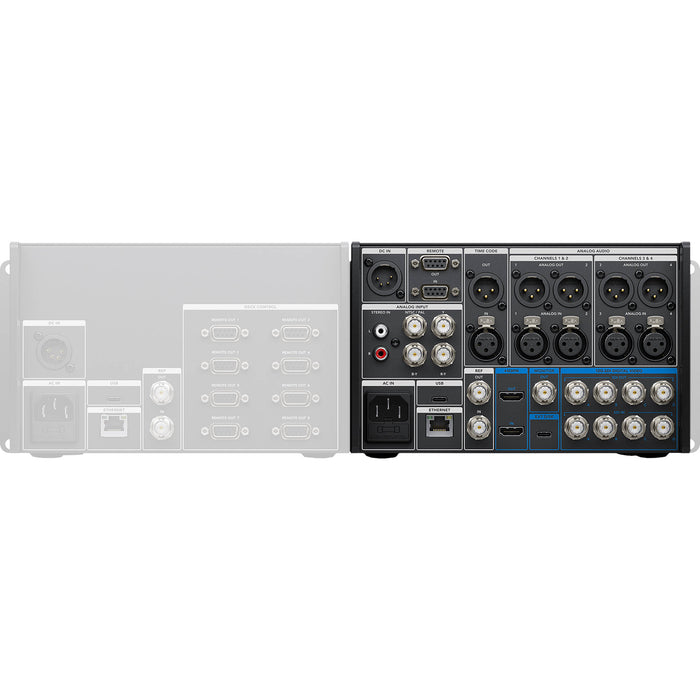 Blackmagic HyperDeck Extreme 8K HDR with 12G-SDI and HDMI I/O, 7-inch touchscreen, ProRes/H.265 recording, and 64-channel embedded audio support.