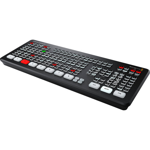 The Blackmagic Design ATEM Mini Extreme ISO is a professional-grade live production switcher featuring eight HDMI inputs, an integrated control panel, and advanced broadcast capabilities. It supports live streaming via Ethernet or USB-C and allows for simultaneous recording of all inputs and the program output. The switcher includes two HDMI outputs, two USB-C ports, a headphone connection, four chroma keyers, six picture-in-picture DVEs, two media players, and a multiview with up to 16 views.
