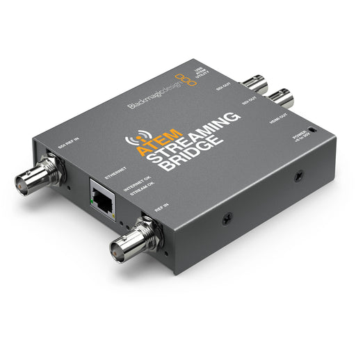 The Blackmagic Design ATEM Mini Pro is a compact live production switcher featuring four HDMI inputs, an integrated control panel, and advanced streaming capabilities. It supports direct live streaming via Ethernet and allows for recording to external USB drives. The switcher includes an HDMI output, a USB-C port, and two 3.5mm stereo audio inputs. Its user-friendly interface and robust feature set make it ideal for professional live streaming and recording applications.