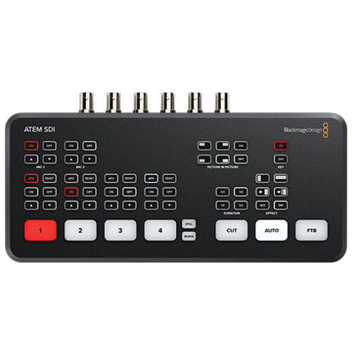 The Blackmagic ATEM SDI is a professional live production switcher with multiple SDI inputs, built-in streaming, and multiview monitoring. It offers smooth switching, advanced transitions, keying, and audio mixing, making it ideal for live events, broadcasts, and online content creation. Compact and portable, it delivers broadcast-quality SDI switching for professionals and creators.