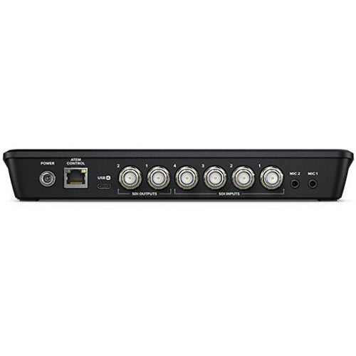 The Blackmagic ATEM SDI is a professional live production switcher with multiple SDI inputs, built-in streaming, and multiview monitoring. It offers smooth switching, advanced transitions, keying, and audio mixing, making it ideal for live events, broadcasts, and online content creation. Compact and portable, it delivers broadcast-quality SDI switching for professionals and creators.