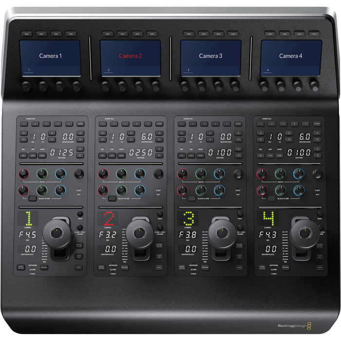 The SWPANELCCU4 Camera Control Unit allows remote management of up to 4 cameras, controlling settings like iris, focus, white balance, and gain. It features an intuitive interface, LCD displays for real-time monitoring, and network connectivity for IP-based control. Ideal for live broadcasts, it supports multi-camera setups with preset memory, tally light integration, and advanced color correction.