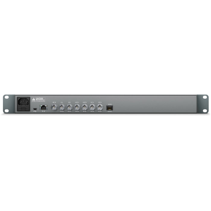 Blackmagic Design Teranex Express is a professional broadcast converter supporting SD, HD, and Ultra HD formats. It features 12G-SDI and 6G-SDI inputs/outputs, 16-channel audio, and high-quality 10-bit image processing, ideal for live and studio conversions.