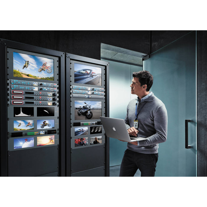 Blackmagic Design Teranex Express is a professional broadcast converter supporting SD, HD, and Ultra HD formats. It features 12G-SDI and 6G-SDI inputs/outputs, 16-channel audio, and high-quality 10-bit image processing, ideal for live and studio conversions.