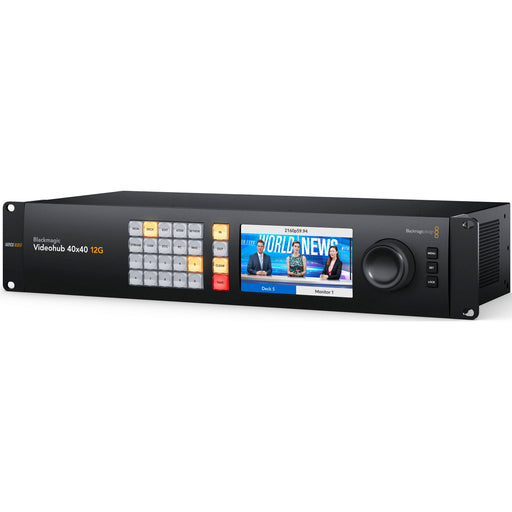 Blackmagic Design Videohub 40x40 12G - 40x12G-SDI inputs and 40x12G-SDI outputs, zero-latency routing, SDI re-clocking, Ethernet control, and software support for HD/Ultra HD.