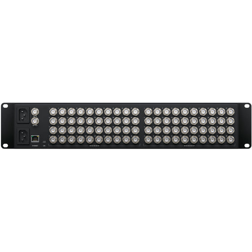 Blackmagic Design Videohub 40x40 12G - 40x12G-SDI inputs and 40x12G-SDI outputs, zero-latency routing, SDI re-clocking, Ethernet control, and software support for HD/Ultra HD.