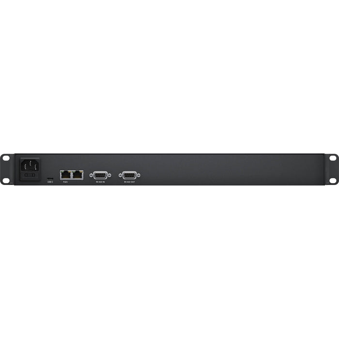 Blackmagic Design Videohub Master Control Pro - 21 programmable buttons with a spin knob, LCD information screen, Ethernet and USB Type-C connectivity, Power over Ethernet (PoE), and 1 RU rackmount design for managing Videohub routers in broadcast environments.