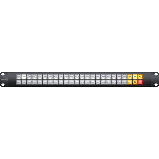 Blackmagic Design Videohub Smart Control Pro - 48 programmable buttons, macro capability, Ethernet and USB connectivity, Power over Ethernet (PoE), and 1RU rackmount design for efficient video routing management.