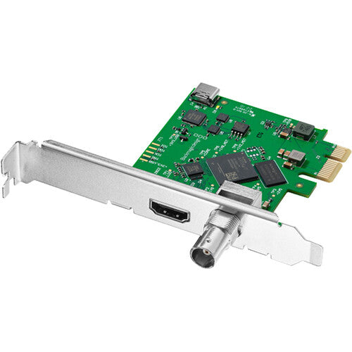 Blackmagic Design DeckLink Mini Recorder 3G, a PCIe capture card featuring 3G-SDI and HDMI inputs, supporting video capture up to 1080p60, ideal for professional video recording workflows.