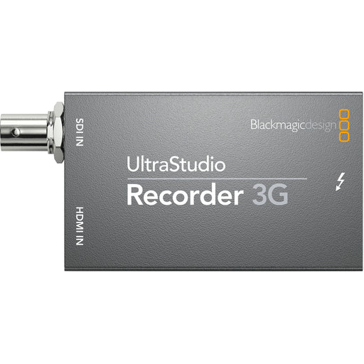 Blackmagic Design UltraStudio HD Mini, a compact Thunderbolt 3 capture and playback device featuring 3G-SDI, HDMI, and analog inputs, supporting video capture up to 1080p60 for professional broadcast and post-production workflows.