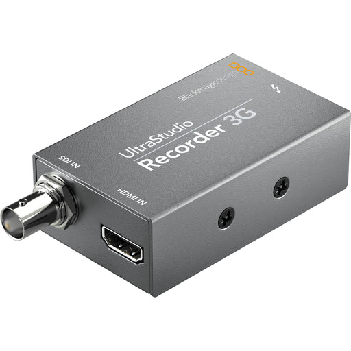 Blackmagic Design UltraStudio HD Mini, a compact Thunderbolt 3 capture and playback device featuring 3G-SDI, HDMI, and analog inputs, supporting video capture up to 1080p60 for professional broadcast and post-production workflows.