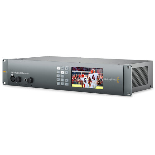 Blackmagic Design UltraStudio 4K Extreme 3, a high-performance Thunderbolt 3 and PCIe capture and playback device featuring 12G-SDI, HDMI 2.0, and analog connectivity, supporting up to 4K DCI at 60fps with HDR for professional video production workflows.