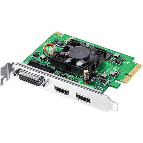 Blackmagic Design Intensity Pro 4K, a PCIe capture and playback card featuring HDMI, analog component, S-Video, and composite inputs and outputs, supporting up to 4K resolution at 30fps, ideal for professional video editing and live streaming workflows.