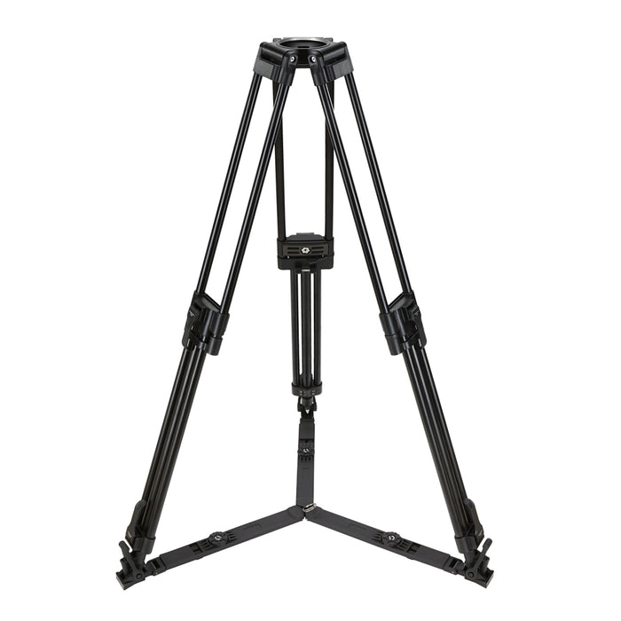 Camgear V15P AL GS Camera Tripod System featuring a V15P Fluid Head, two-stage aluminum tripod, pan bar, ground spreader, and padded carrying bag for professional video production.