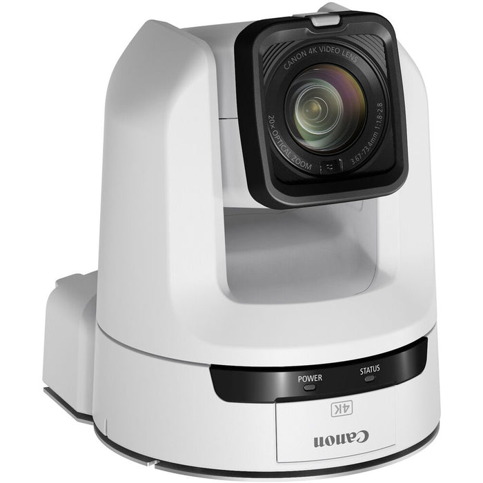 Canon CR-N300W PTZ Camera in White – 4K UHD resolution, 20x optical zoom, advanced autofocus, and IP streaming for professional video production.