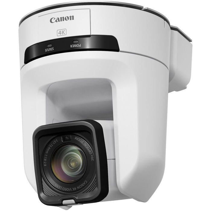 Canon CR-N300W PTZ Camera in White – 4K UHD resolution, 20x optical zoom, advanced autofocus, and IP streaming for professional video production.