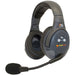 Eartec EVADE EVXDR dual-ear wireless remote headset with built-in transceiver, 270° swivel boom mic, and adjustable headband for full-duplex communication.