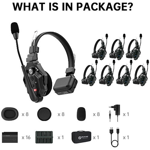 Hollyland Solidcom C1-8S full-duplex wireless DECT intercom system with eight headsets