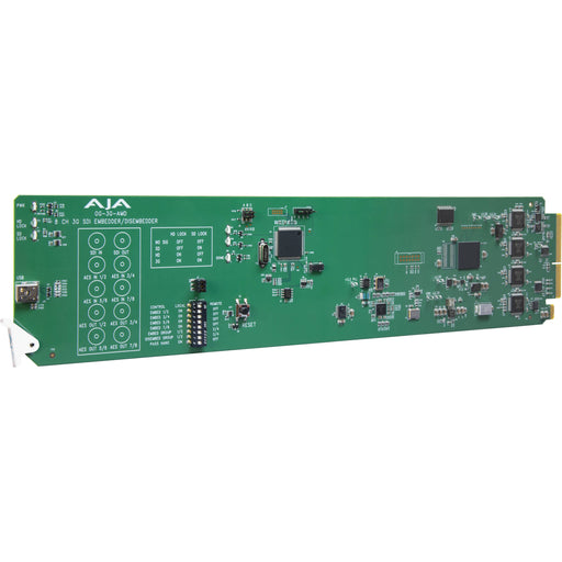 AJA OG-3G-AMD openGear card – 3G-SDI Analog Audio Embedder/Disembedder module for professional video workflows.