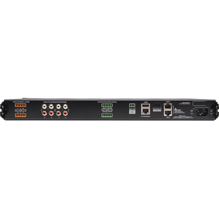 Q-SYS MP-M40 digital audio processor module featuring a sleek design, part of QSC’s integrated Q-SYS control ecosystem for professional AV systems.