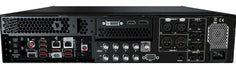 The Vizrt TriCaster TC1 (model FG-001587-R001) is a 2RU rack-mounted integrated video production system designed for live and on-demand multi-platform productions. It features a sleek black chassis with a front panel displaying the TriCaster logo and ventilation grilles on the sides. The rear panel is equipped with various input and output connections, including SDI, HDMI, and network ports, facilitating versatile connectivity options. This compact unit is suitable for small to mid-sized production environm