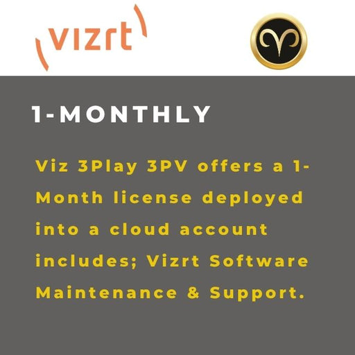 Vizrt Viz 3Play 3PV 1 Month Subscription for advanced sports replay and live production
