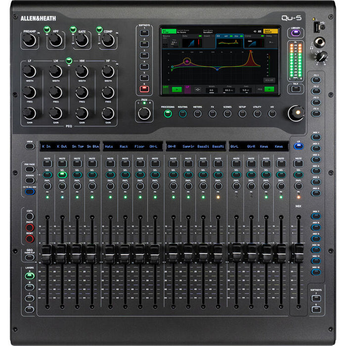 Allen & Heath Qu-5 38-input 96kHz digital mixer with 17 motorized faders and 7-inch touchscreen

