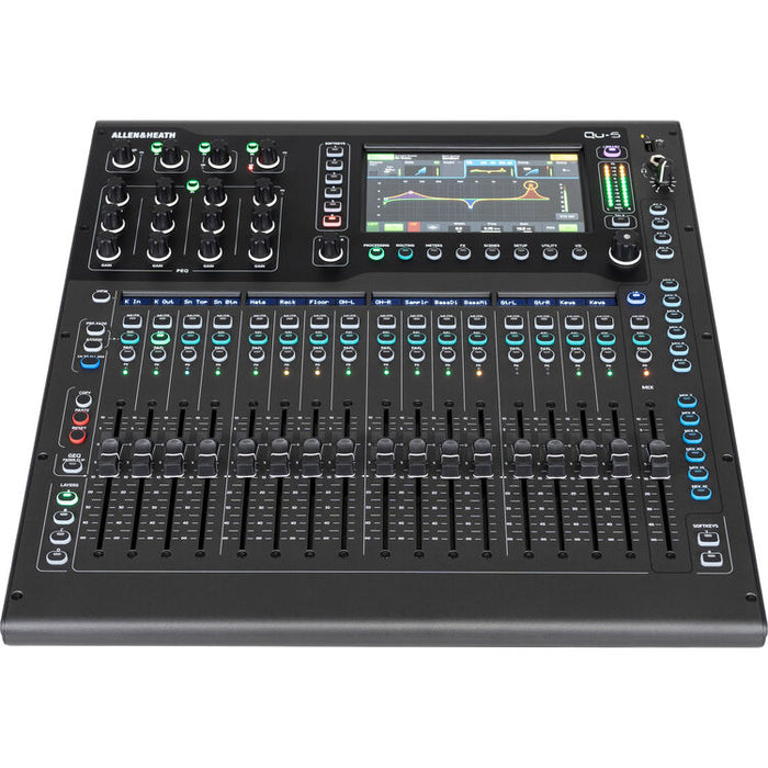 Allen & Heath Qu-5 38-input 96kHz digital mixer with 17 motorized faders and 7-inch touchscreen
