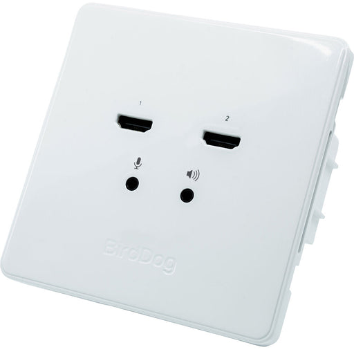 BirdDog BDWPIN Dual Input HDMI to NDI Wallplate installed in a conference room setting