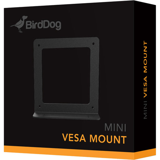 BirdDog Mini VESA Mount securely attached to the back of a monitor