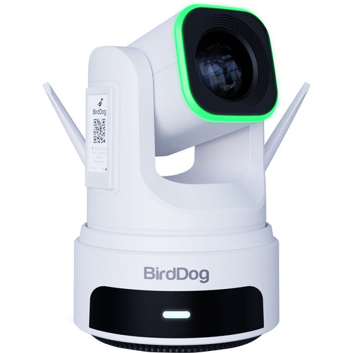 BirdDog X4 Ultra 4K PTZ Camera in white with AI tracking and 20x optical zoom