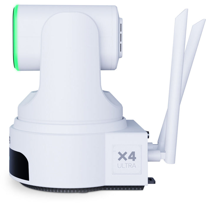 BirdDog X4 Ultra 4K PTZ Camera in white with AI tracking and 20x optical zoom