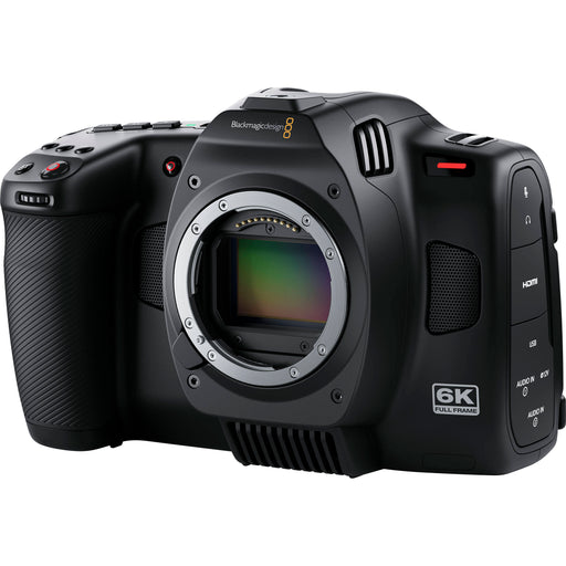Blackmagic Design CINECAM60KLFL 6K full-frame cinema camera with professional video recording capabilities, ideal for filmmakers and content creators.