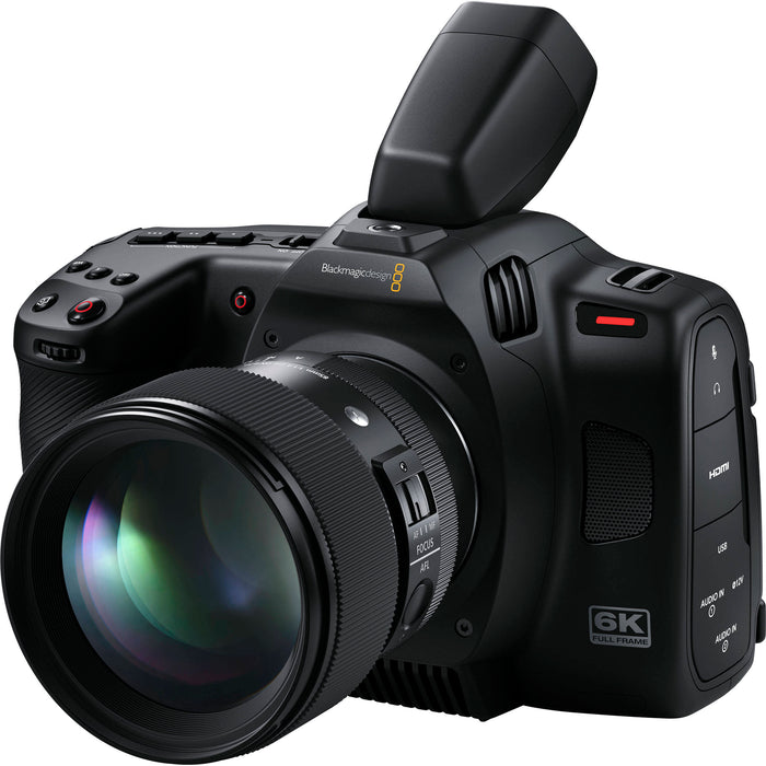 Blackmagic Design CINECAM60KLFL 6K full-frame cinema camera with professional video recording capabilities, ideal for filmmakers and content creators.
