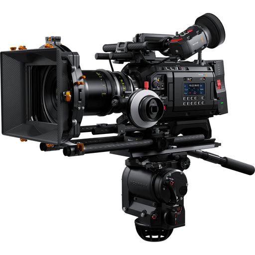 Blackmagic Design URSA Mini Pro 12K with EVF (CINEURSAA12KLFEVF) – Super 35 digital film camera bundle featuring 12K resolution, built-in ND filters, interchangeable lens mounts, and professional-grade EVF for high-end cinematography.