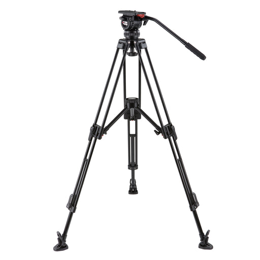 Camgear DV6P AL MS Camera Tripod with professional fluid head, aluminum legs, and mid-level spreader for stable video recording