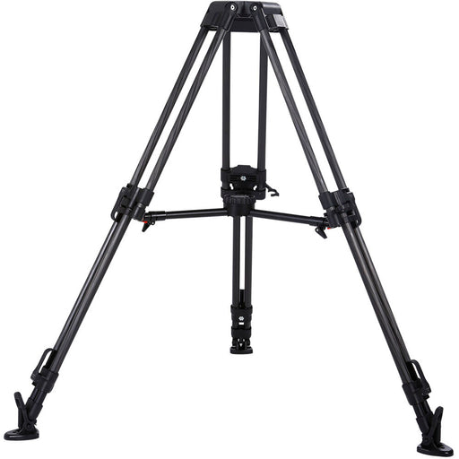 Camgear EFP100/CF2 MS Carbon Fiber Tripod with 2-stage carbon fiber legs and mid-level spreader for professional video production.