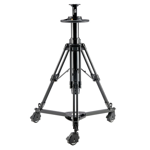 Camgear TERRA II AL Pedestal Camera Tripod supporting professional broadcast camera setup